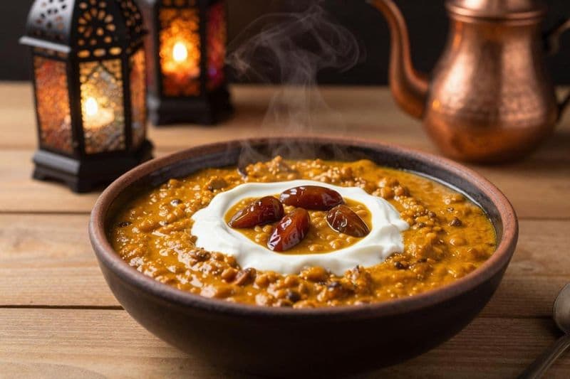 Linsencurry mit Datteln und Joghurt